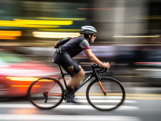 Man biking street