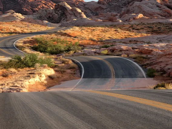 Winding road in desert