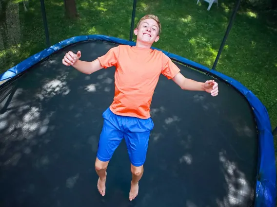 Boy on trampoline