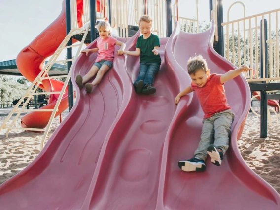 Three kids playground slide