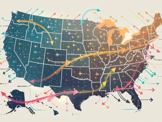 United States map arrow trends