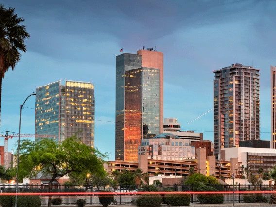 Phoenix buildings sunset