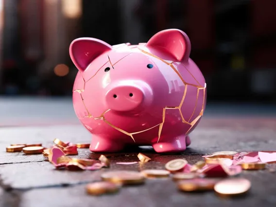 Broken piggy bank